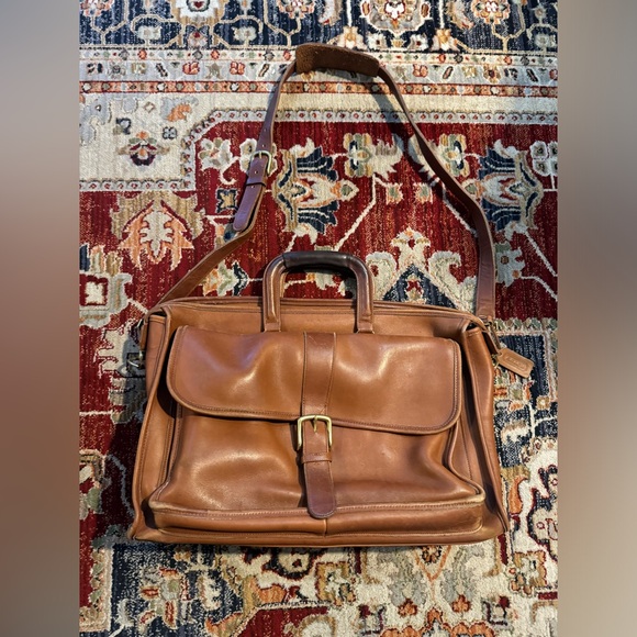 Vintage Coach Harrison Brown Leather Briefcase Messenger Carmel Cowhide 5283 - Picture 2 of 12